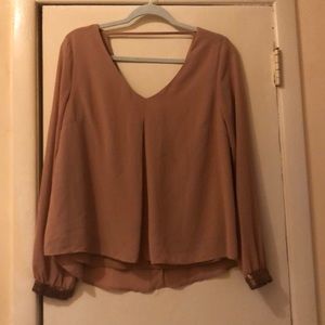 Cute Mauve Long Sleeve Blouse with Sequin Cuff
